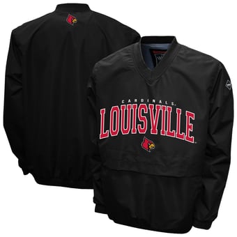 Men's Franchise Club Black Louisville Cardinals Windshell V-Neck Jacket