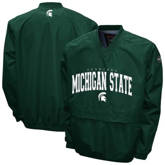 Men's Franchise Club Green Michigan State Spartans Windshell V-Neck Jacket