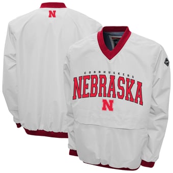 Men's Franchise Club White Nebraska Huskers Windshell V-Neck Jacket
