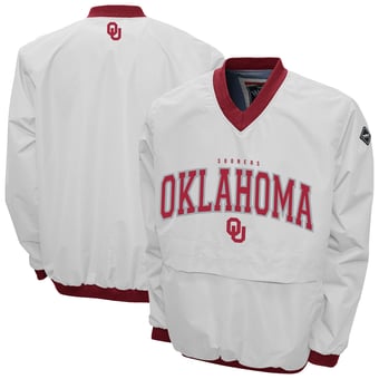 Men's Franchise Club White Oklahoma Sooners Windshell V-Neck Jacket