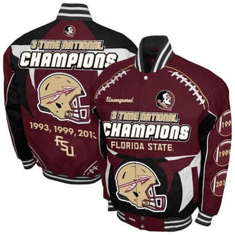 Men's Franchise Club Garnet Florida State Seminoles Commemorative Cotton Twill Full-Snap Jacket
