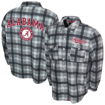 Men's Franchise Club Gray Alabama Crimson Tide Sherpa Flannel Full-Button Jacket