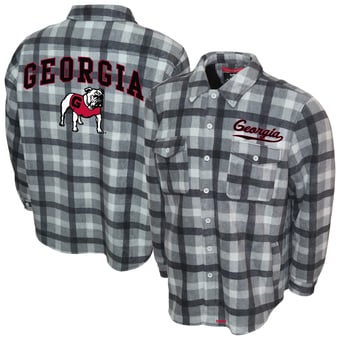 Men's Franchise Club Gray Georgia Bulldogs Sherpa Flannel Full-Button Jacket