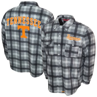 Men's Franchise Club Gray Tennessee Volunteers Sherpa Flannel Full-Button Jacket