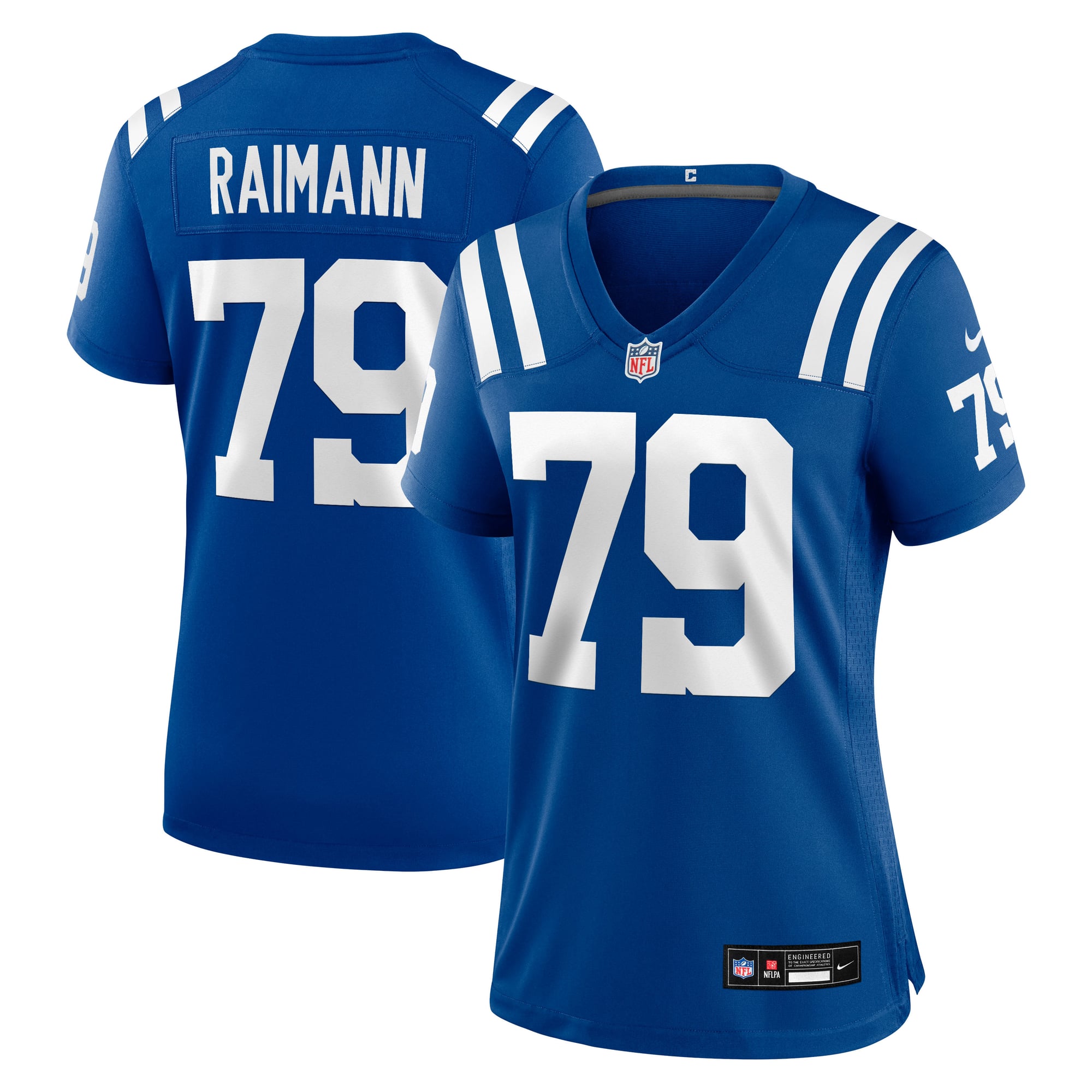 Indianapolis Colts Nike Home Game Jersey - Blue - Bernhard Raimann - Womens: retailer-supplied image