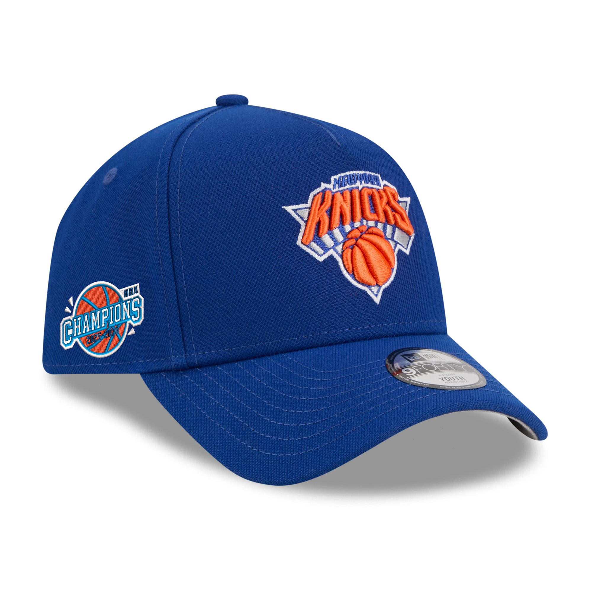Youth New Era  Blue New York Knicks 2026 NBA Finals Champions 9FORTY A-Frame Adjustable Hat