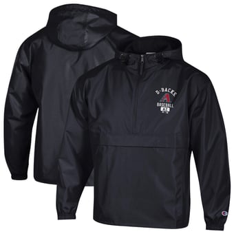 Men's Champion  Black Arizona Diamondbacks Packable Windbreaker Half-Zip Jacket