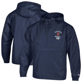 Men's Champion  Navy Detroit Tigers Packable Windbreaker Half-Zip Jacket