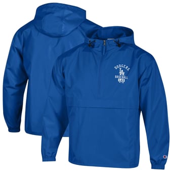 Men's Champion  Royal Los Angeles Dodgers Packable Windbreaker Half-Zip Jacket