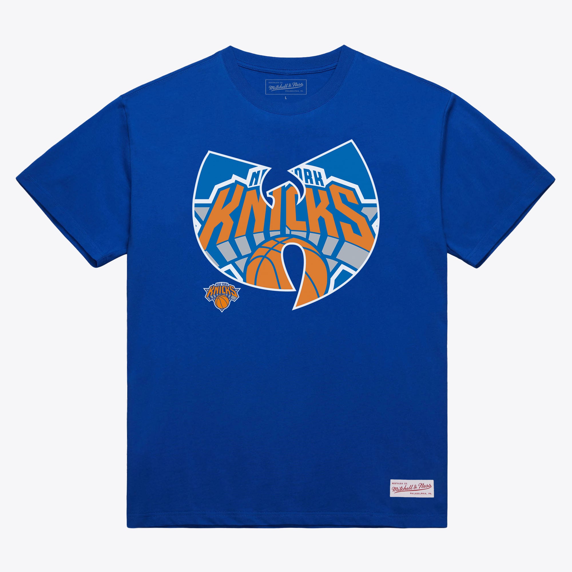 Men's Mitchell & Ness Blue New York Knicks x Wu-Tang T-Shirt