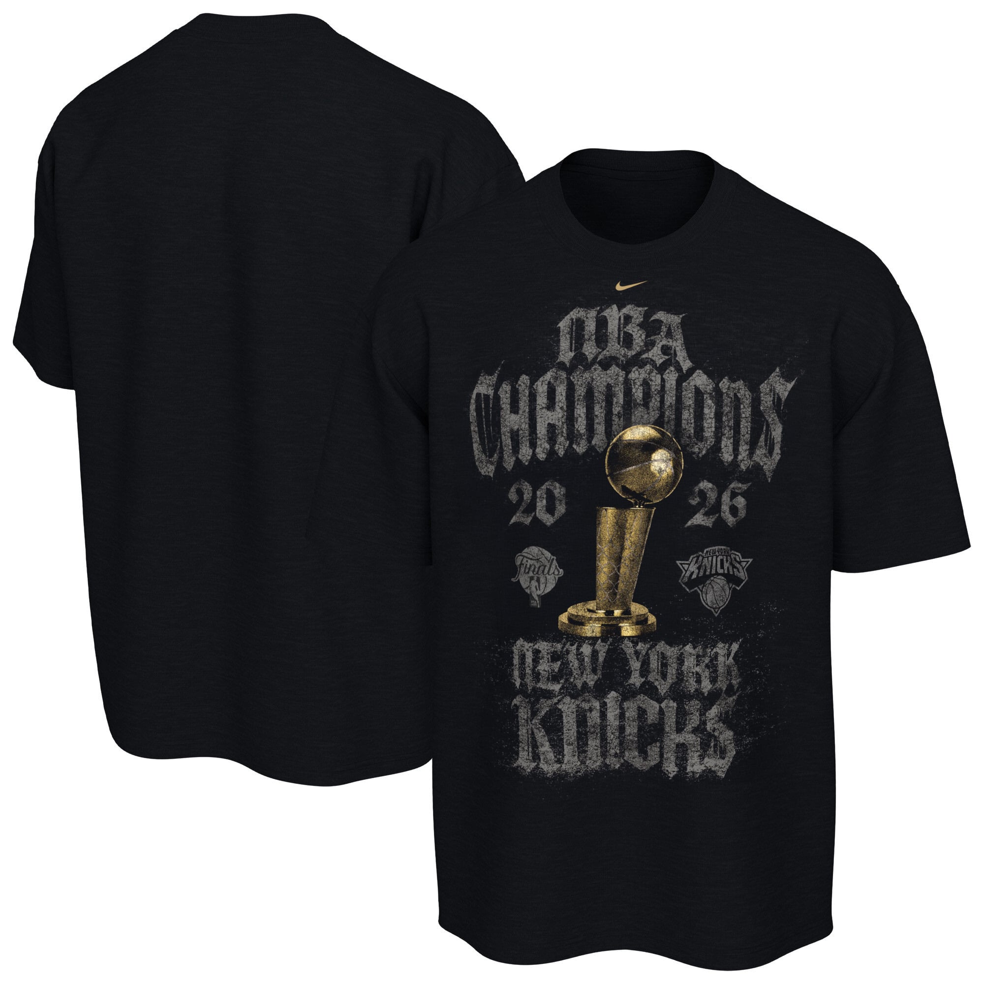 Camiseta Nike negra de corte holgado Locker Room de los New York Knicks, campeones de las Finales de la NBA 2026 - Hombre