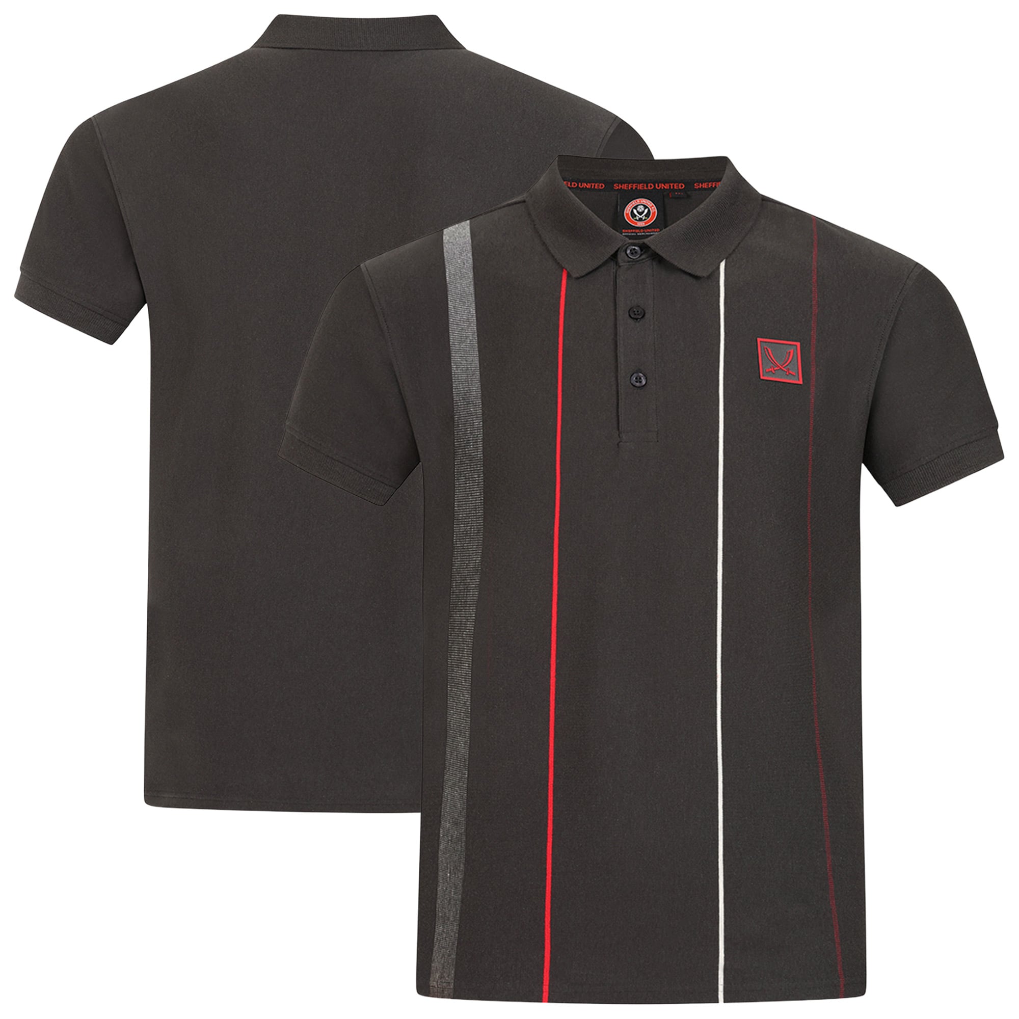 Sheffield United Multistripe Polo Shirt - Charcoal - Mens
