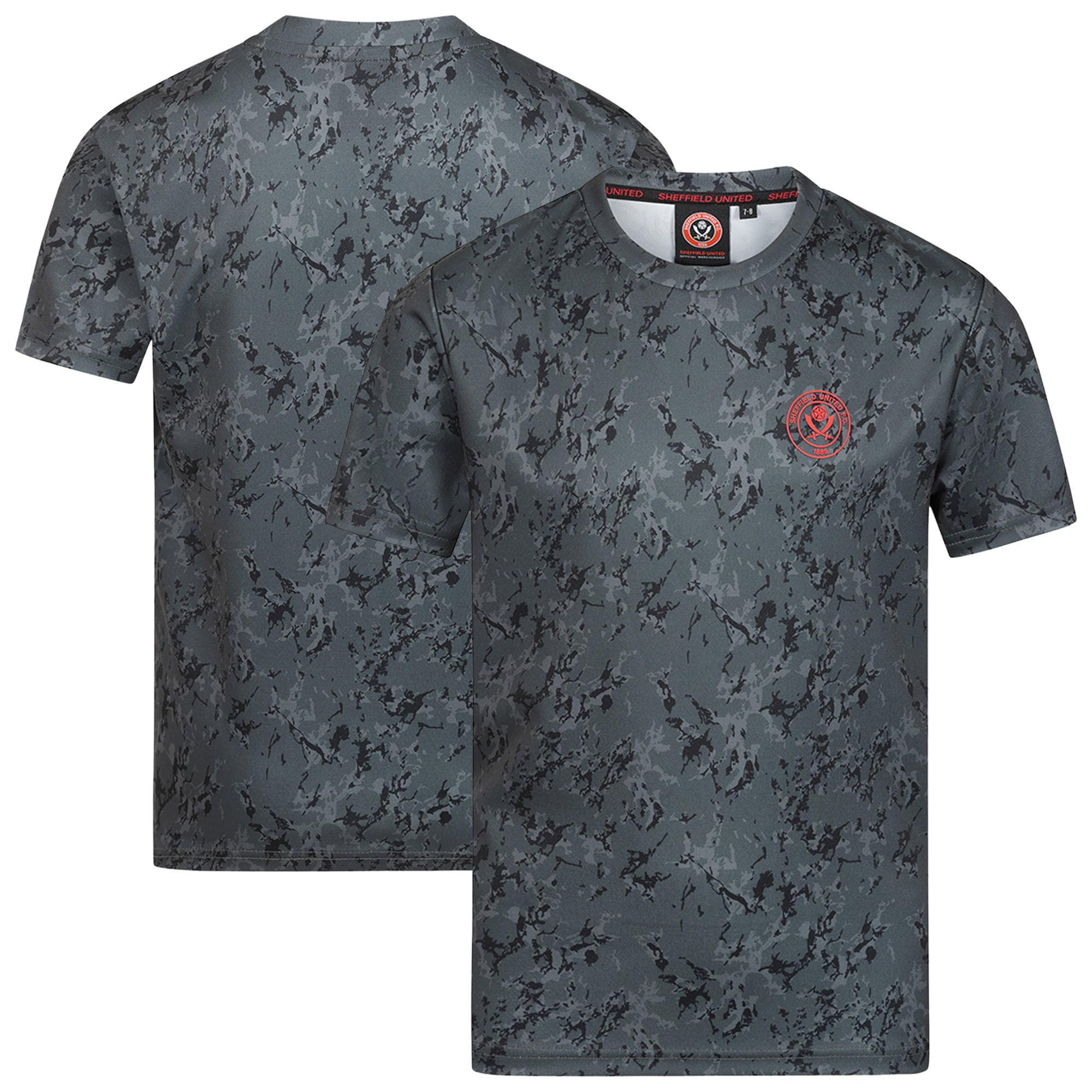 Sheffield United Print Pattern T-Shirt - Charcoal/Black - Kids