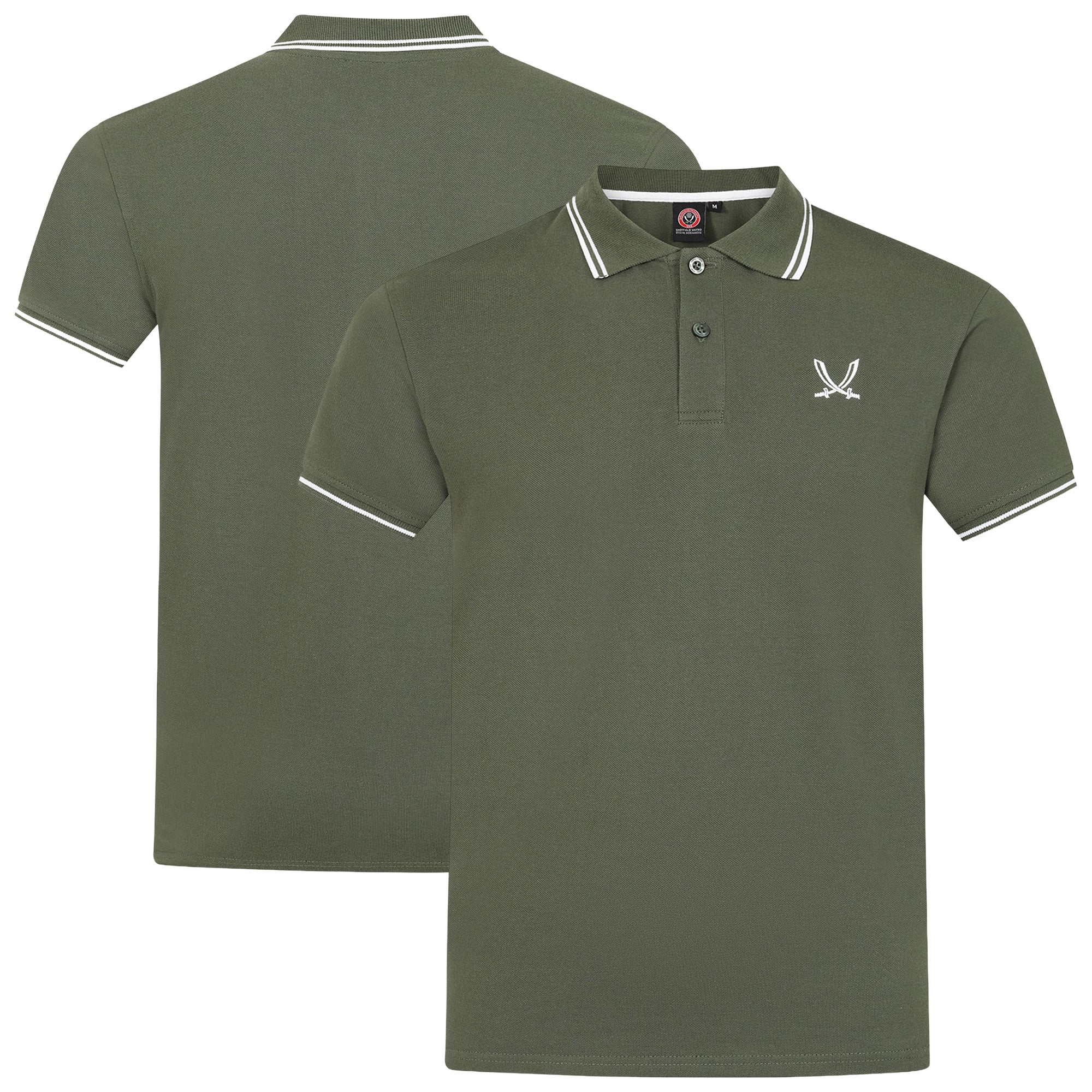 Sheffield United Essential Sword Polo Shirt - Khaki/White - Mens