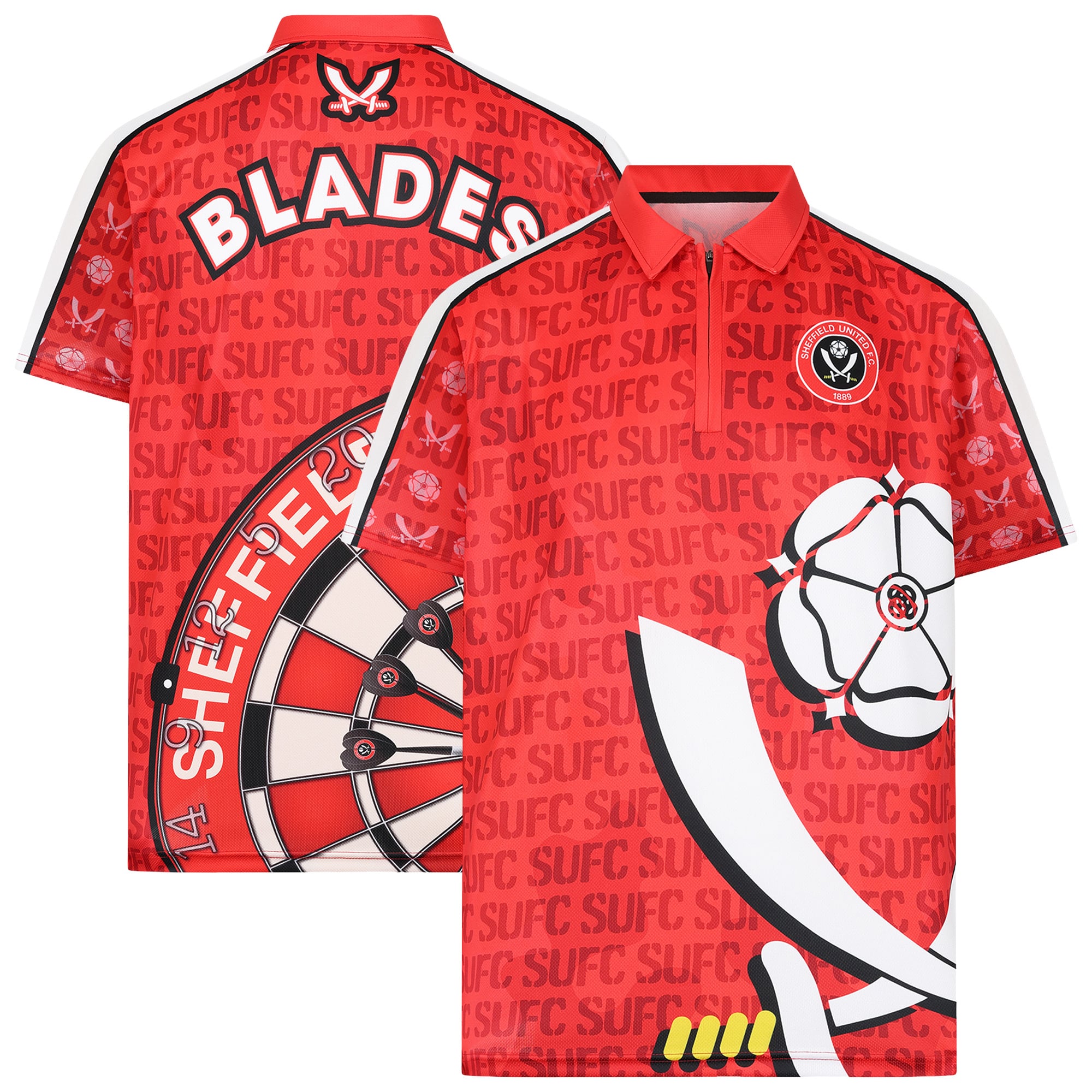 Sheffield United SUFC Darts Polo Shirt - Red/White - Mens