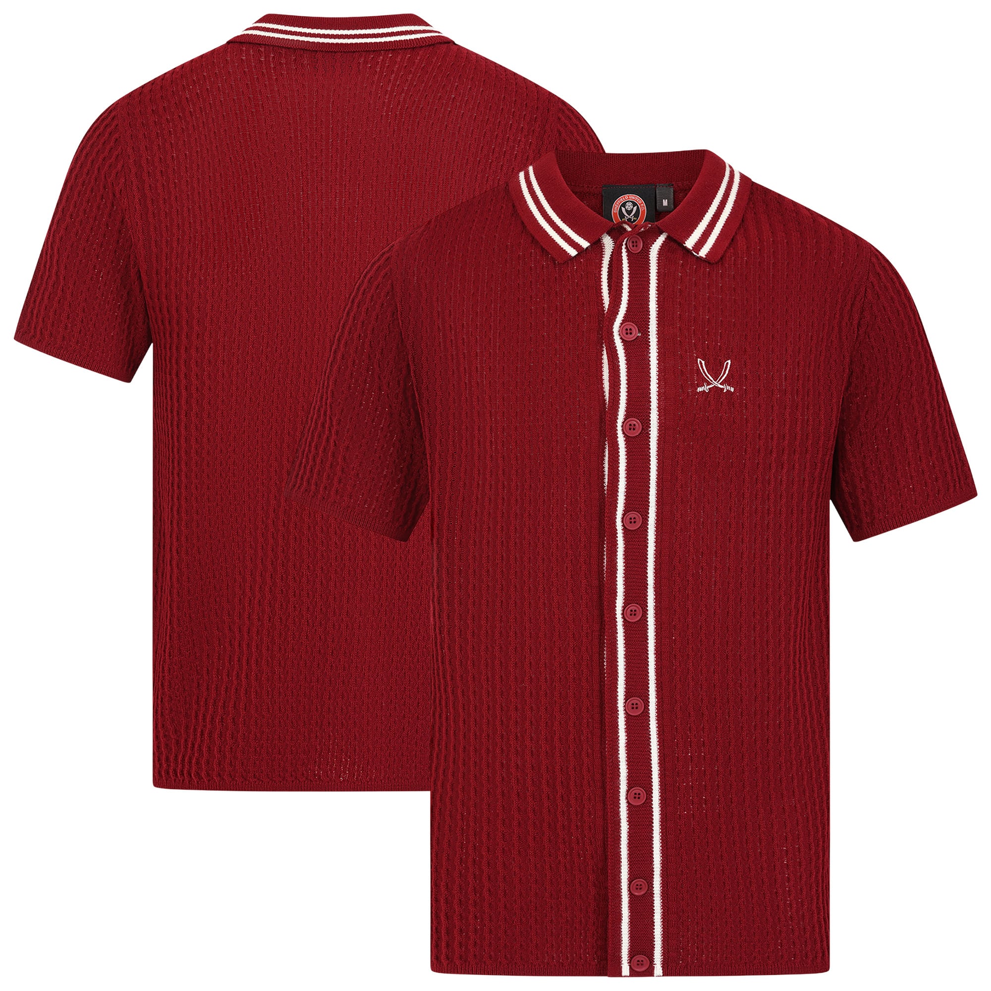 Sheffield United Cable Knit Button Down - Burgundy/Stone - Mens