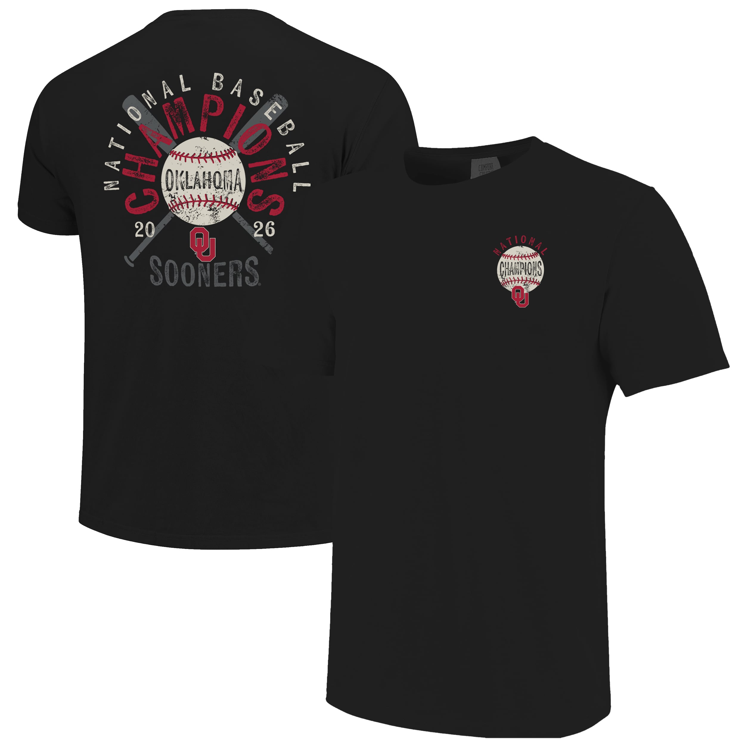Unisex Image One Black Oklahoma Sooners 2026 NCAA Baseball Men's College World Series Champions Distressed T-Shirt