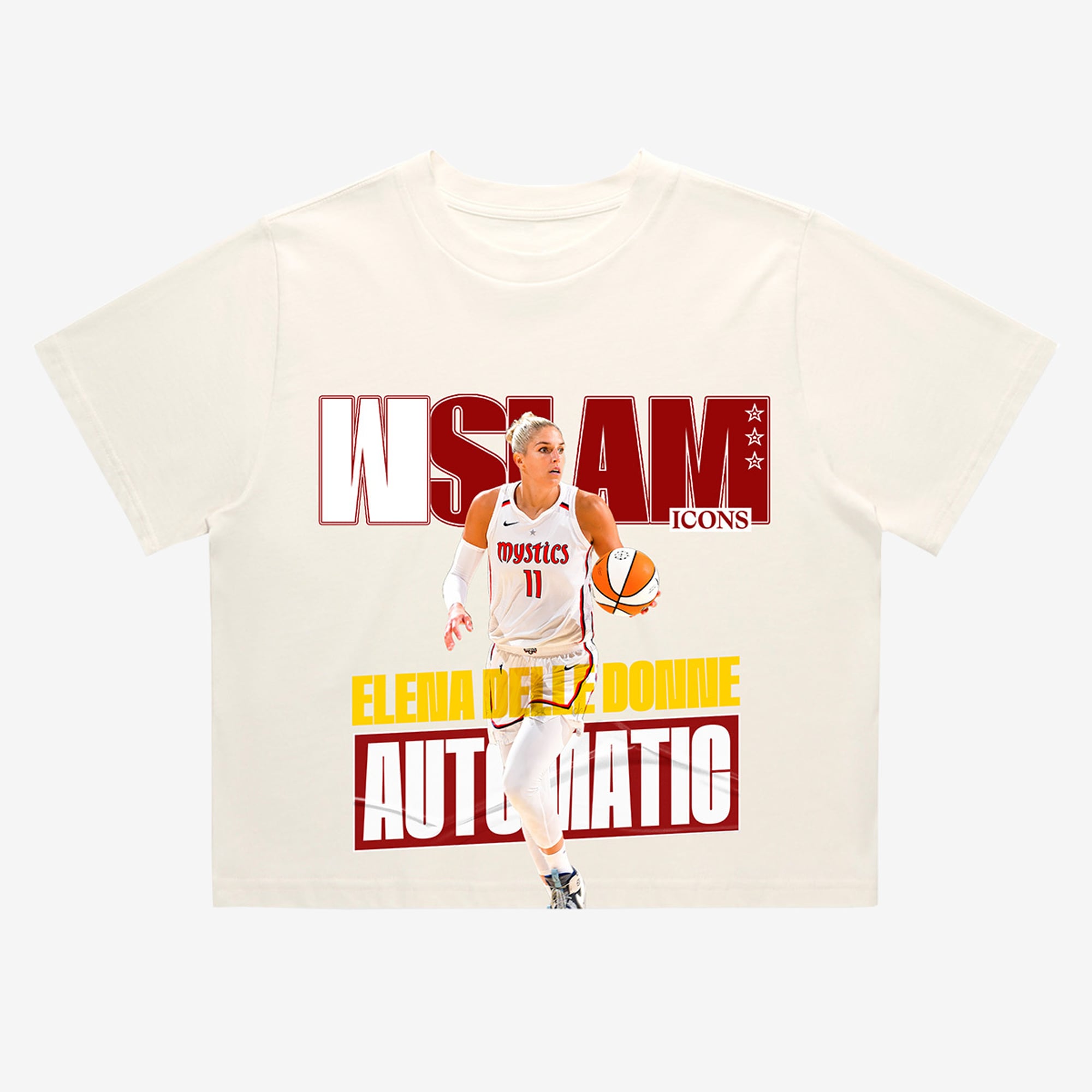 Women's WSLAM Elena Delle Donne Cream Washington Mystics Cover Cropped T-Shirt - Court Origins