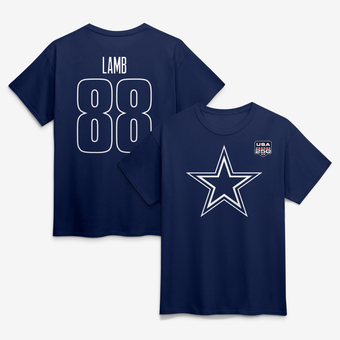 Men's CeeDee Lamb Navy Dallas Cowboys USA 250 Name & Number T-Shirt