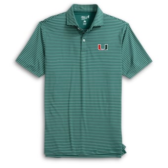 Men's johnnie-O  Green Miami Hurricanes Beau Striped Polo