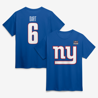 Men's Jaxson Dart Royal New York Giants USA 250 Name & Number T-Shirt