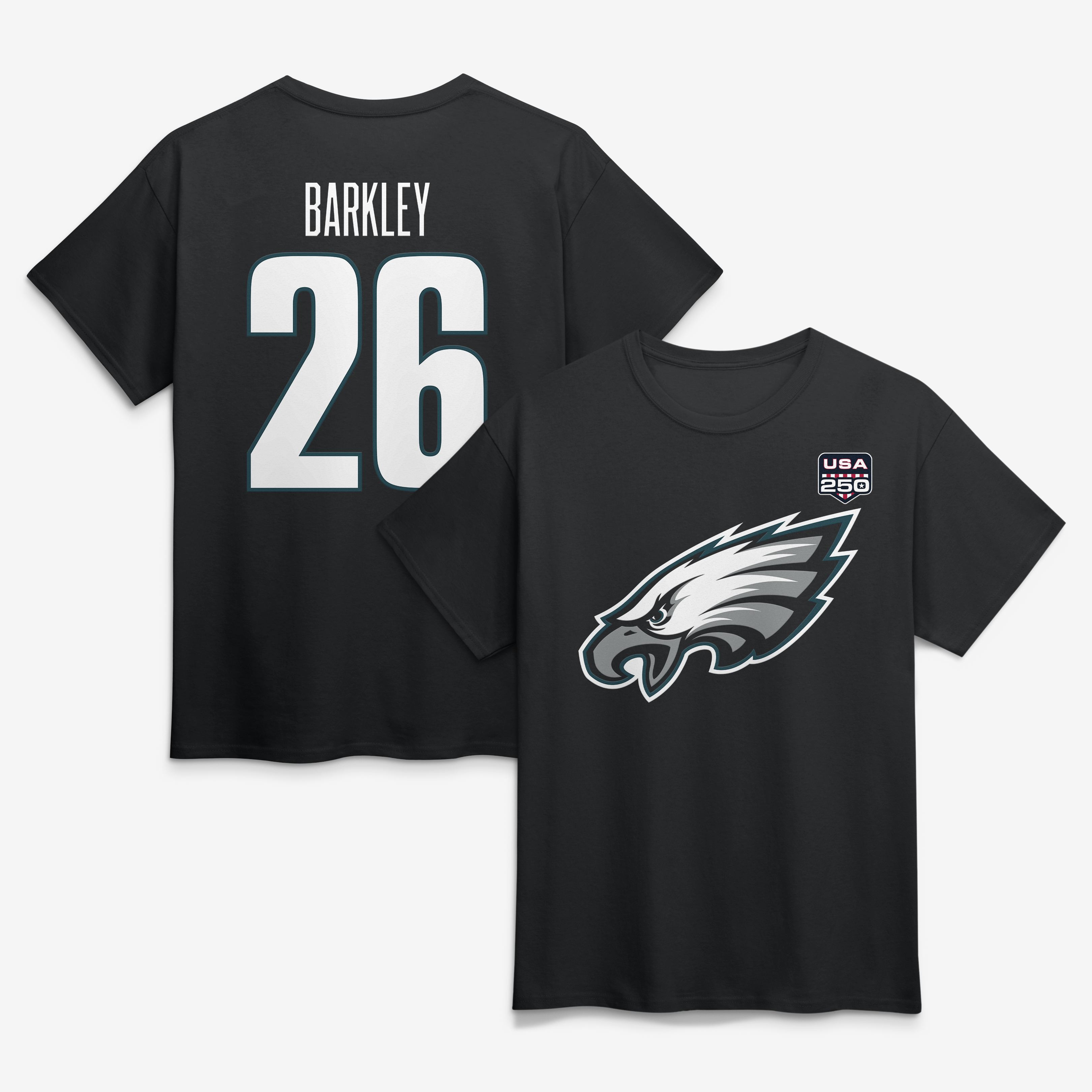 Men's Saquon Barkley Black Philadelphia Eagles USA 250 Name & Number T-Shirt
