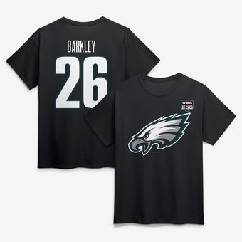 Men's Saquon Barkley Black Philadelphia Eagles USA 250 Name & Number T-Shirt