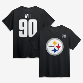 Men's T.J. Watt Black Pittsburgh Steelers USA 250 Name & Number T-Shirt