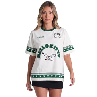 Women's The Wild Collective x Hello Kitty Cream Philadelphia Eagles Oversized T-Shirt