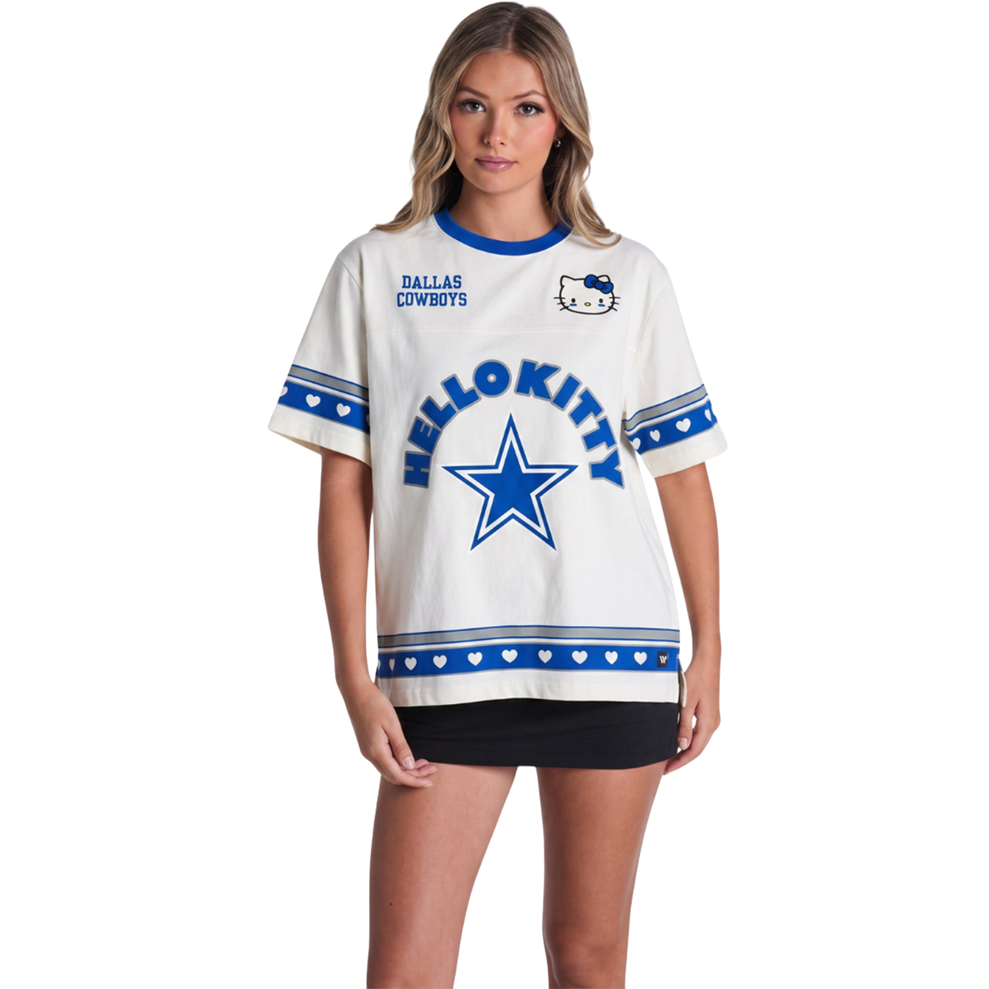 Women's The Wild Collective x Hello Kitty Cream Dallas Cowboys Oversized T-Shirt