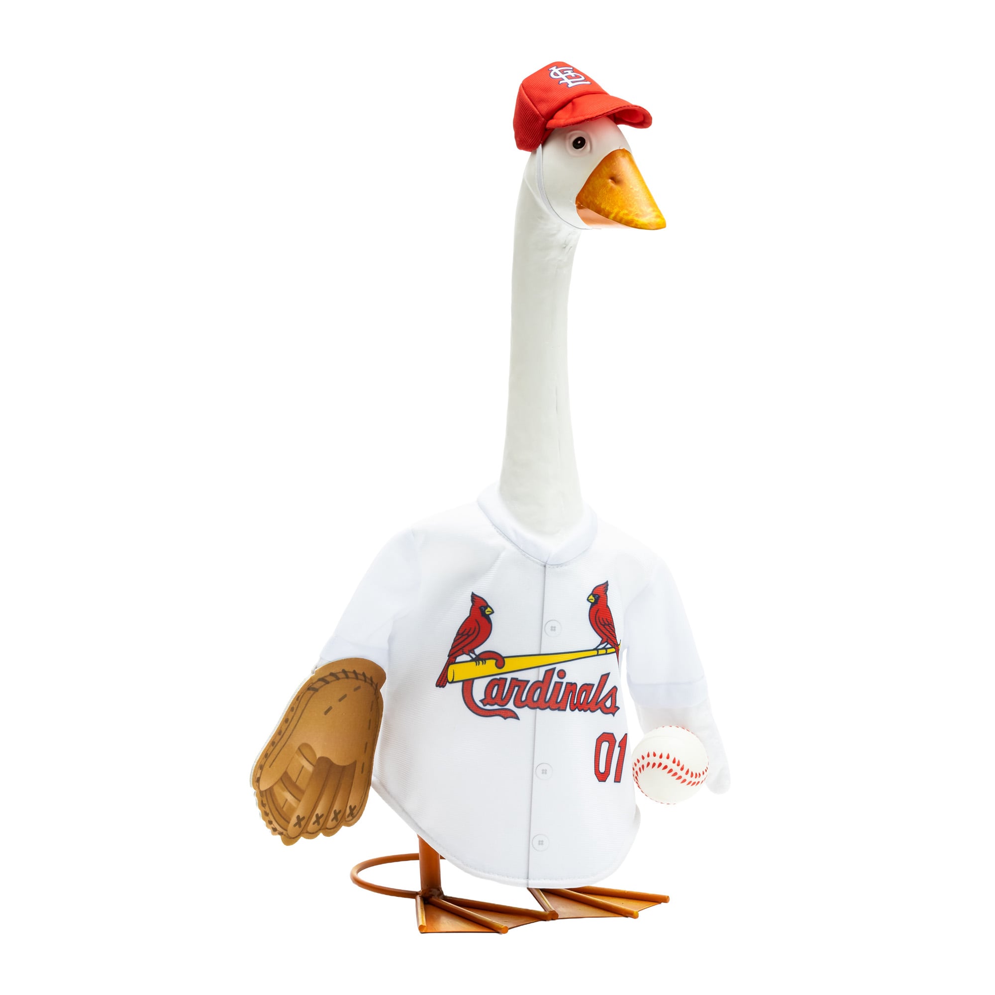 St. Louis Cardinals Gameday Porch Goose Statue & Team Uniform Set
