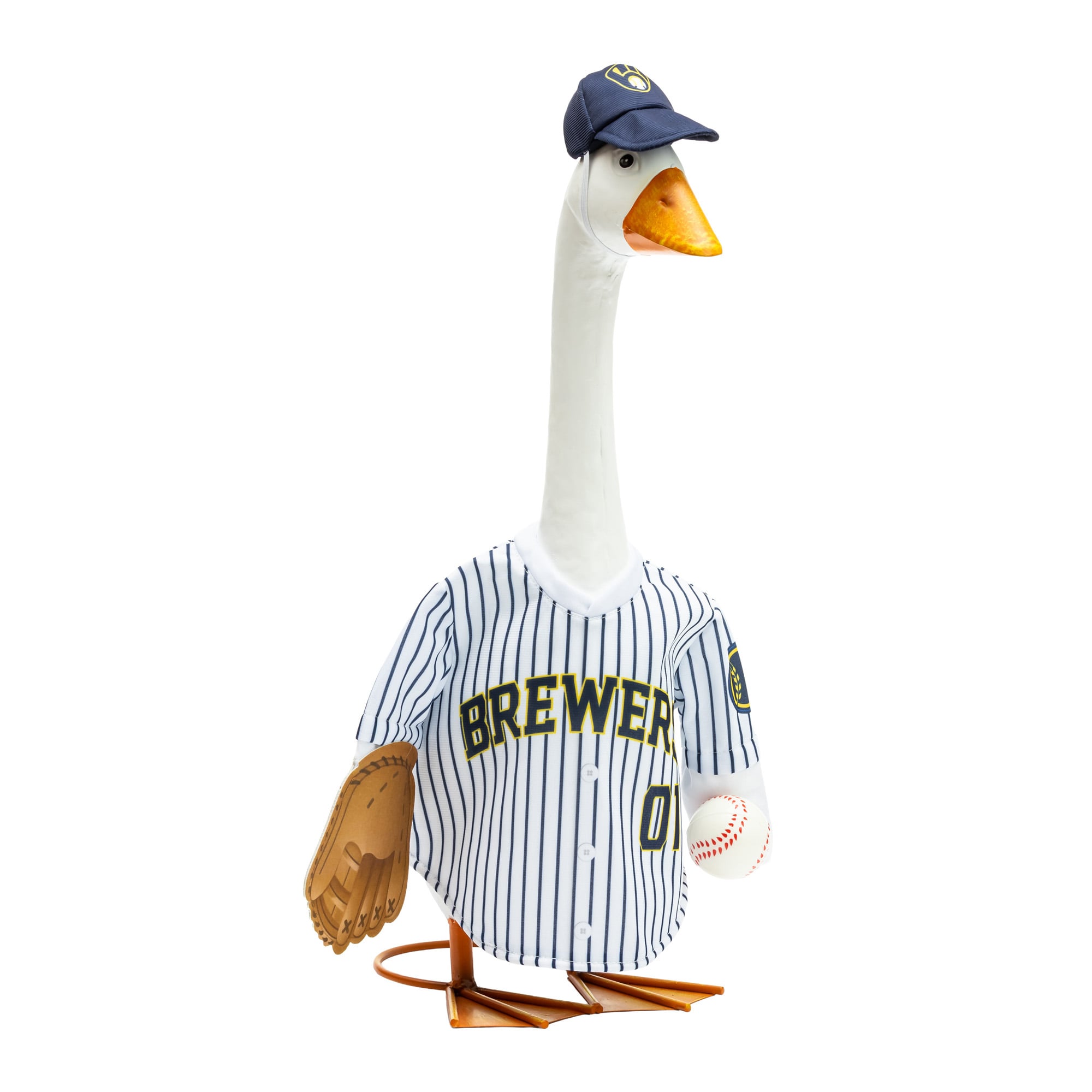 Milwaukee Brewers Gameday Porch Goose Statue & Team Uniform Set