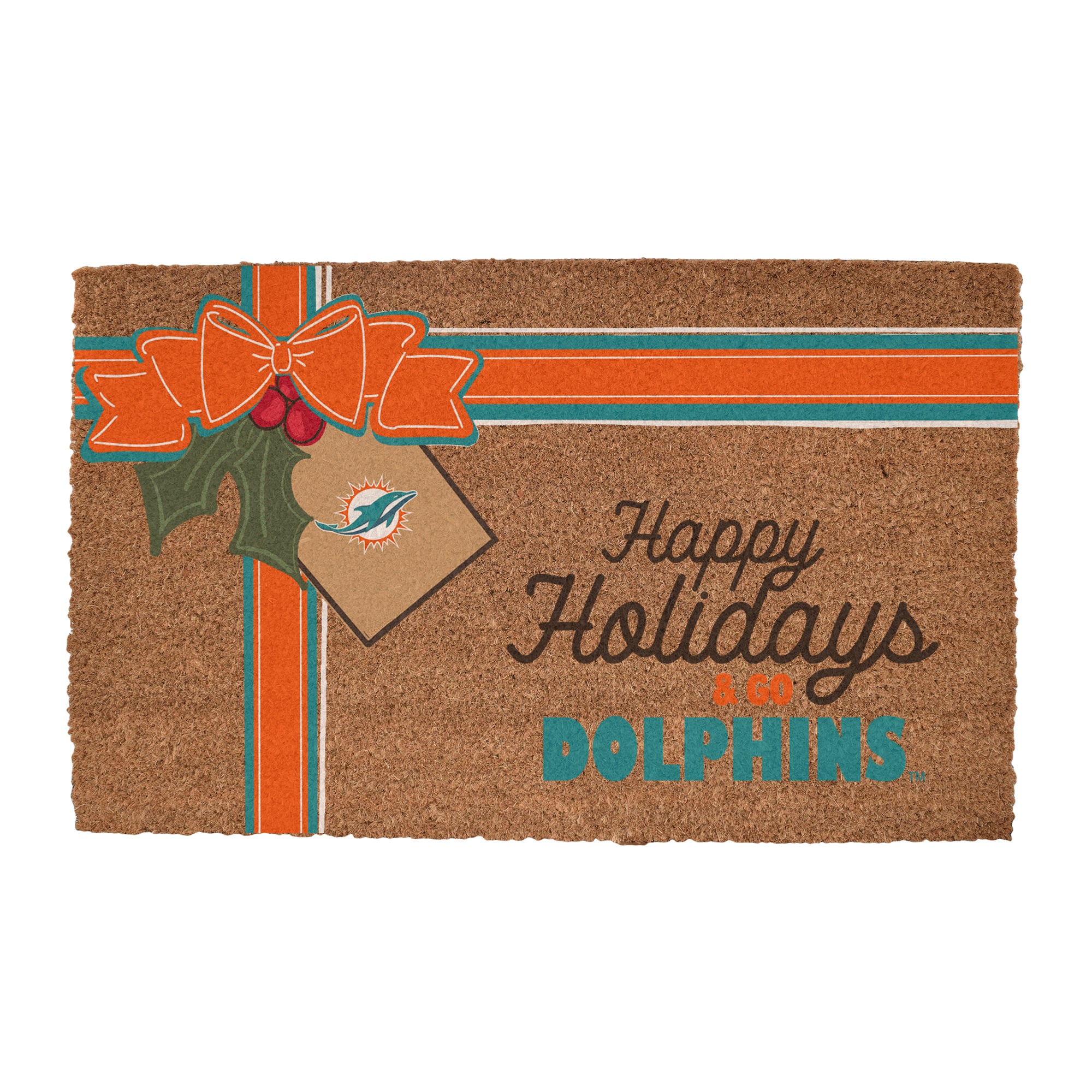 Miami Dolphins 20" x 30" Holiday Gift Wrap Coir Door Mat