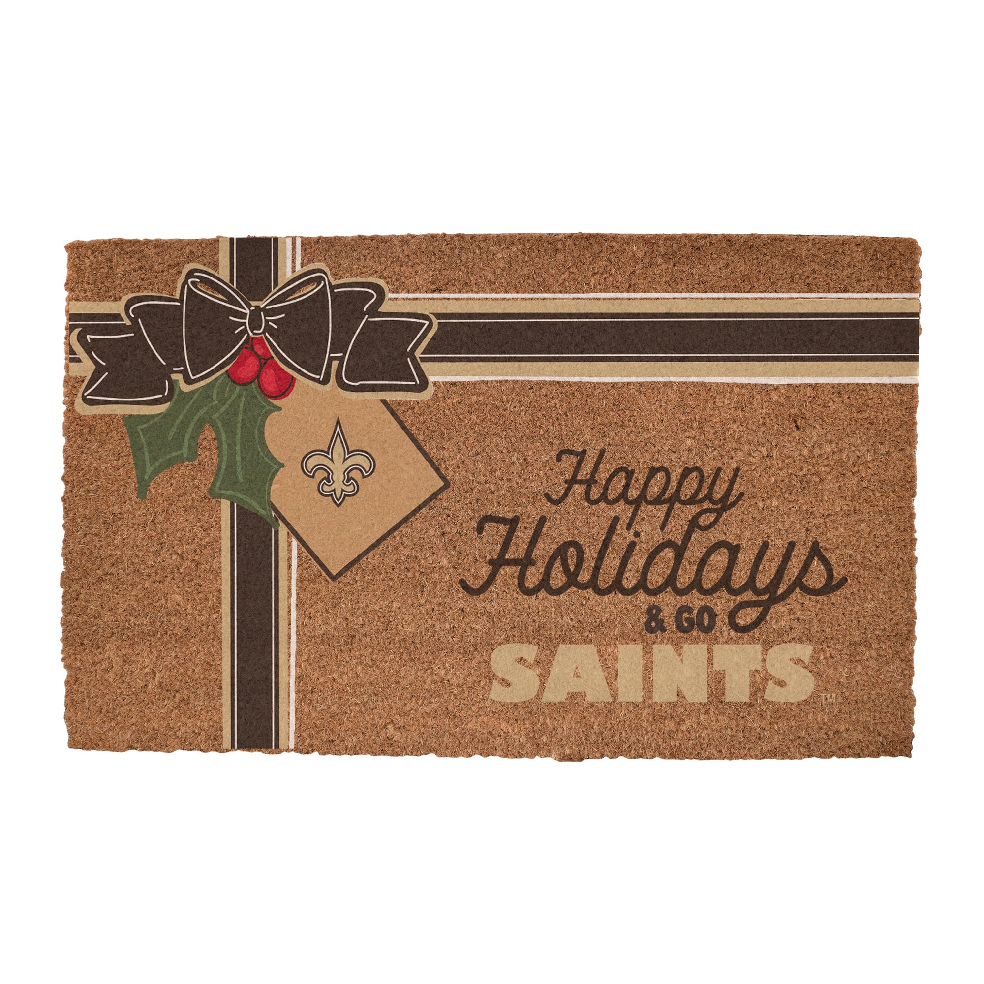 New Orleans Saints 20" x 30" Holiday Gift Wrap Coir Door Mat
