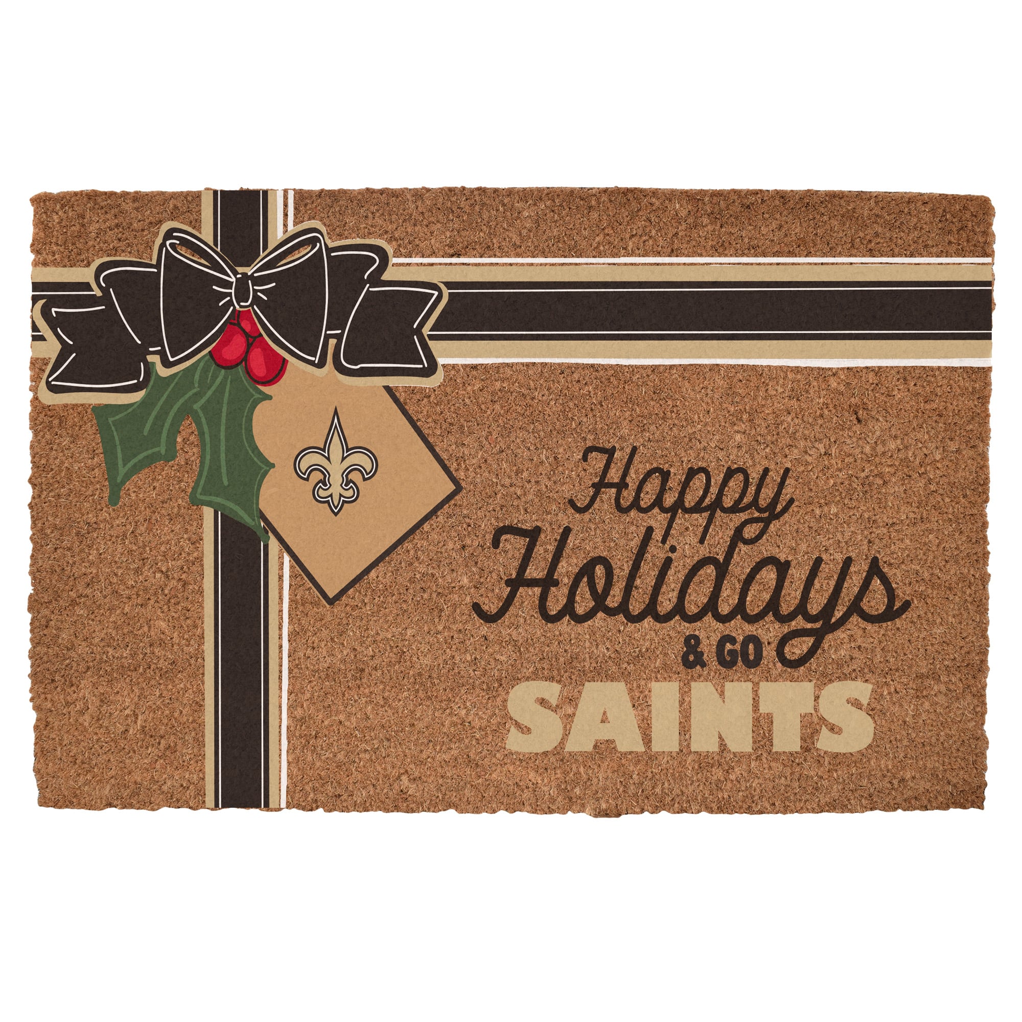 New Orleans Saints 20" x 30" Holiday Gift Wrap Coir Door Mat