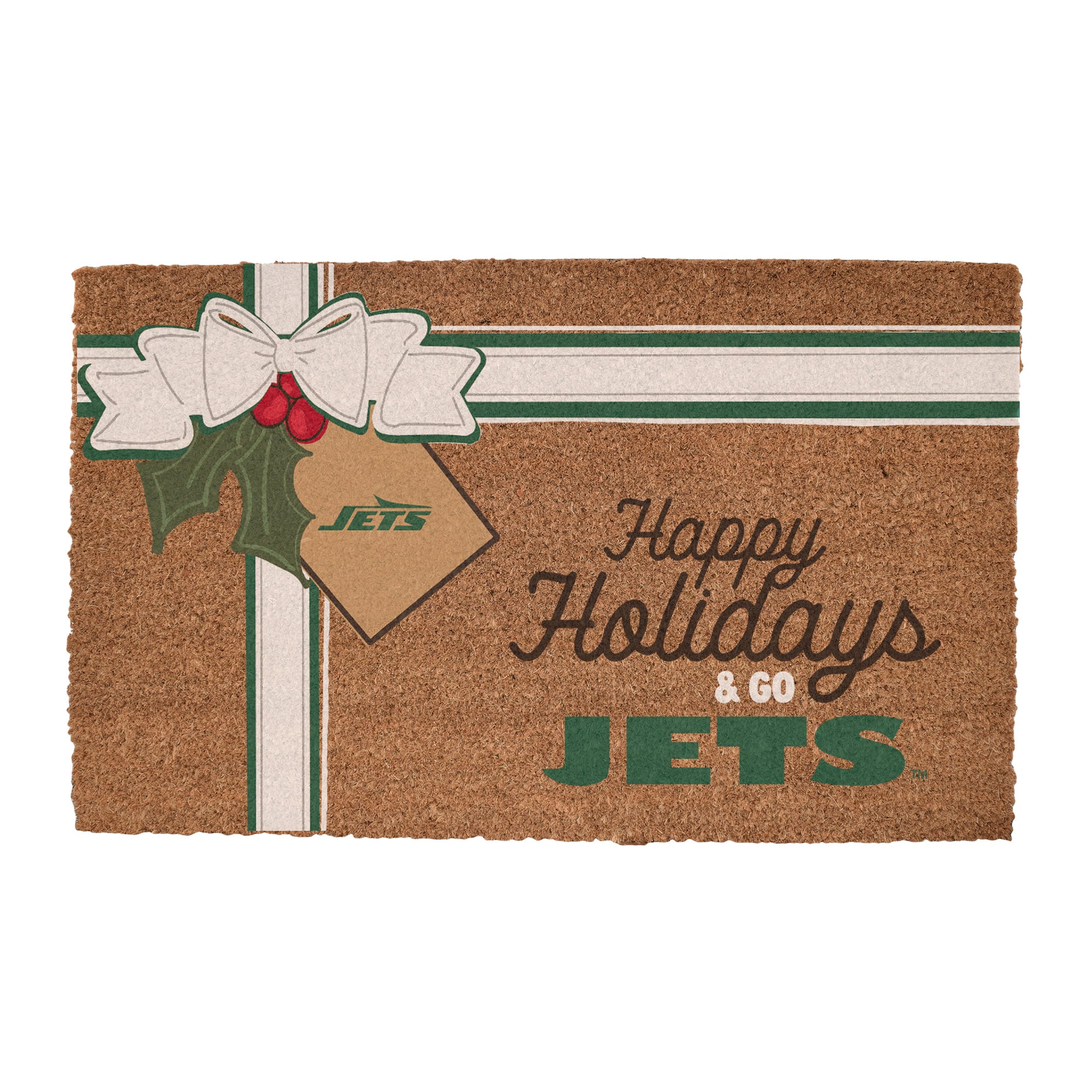 New York Jets 20" x 30" Holiday Gift Wrap Coir Door Mat