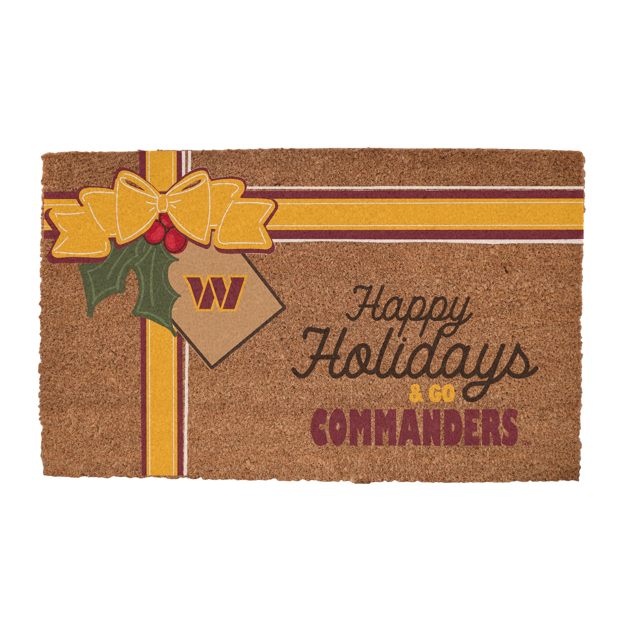 Washington Commanders 20" x 30" Holiday Gift Wrap Coir Door Mat