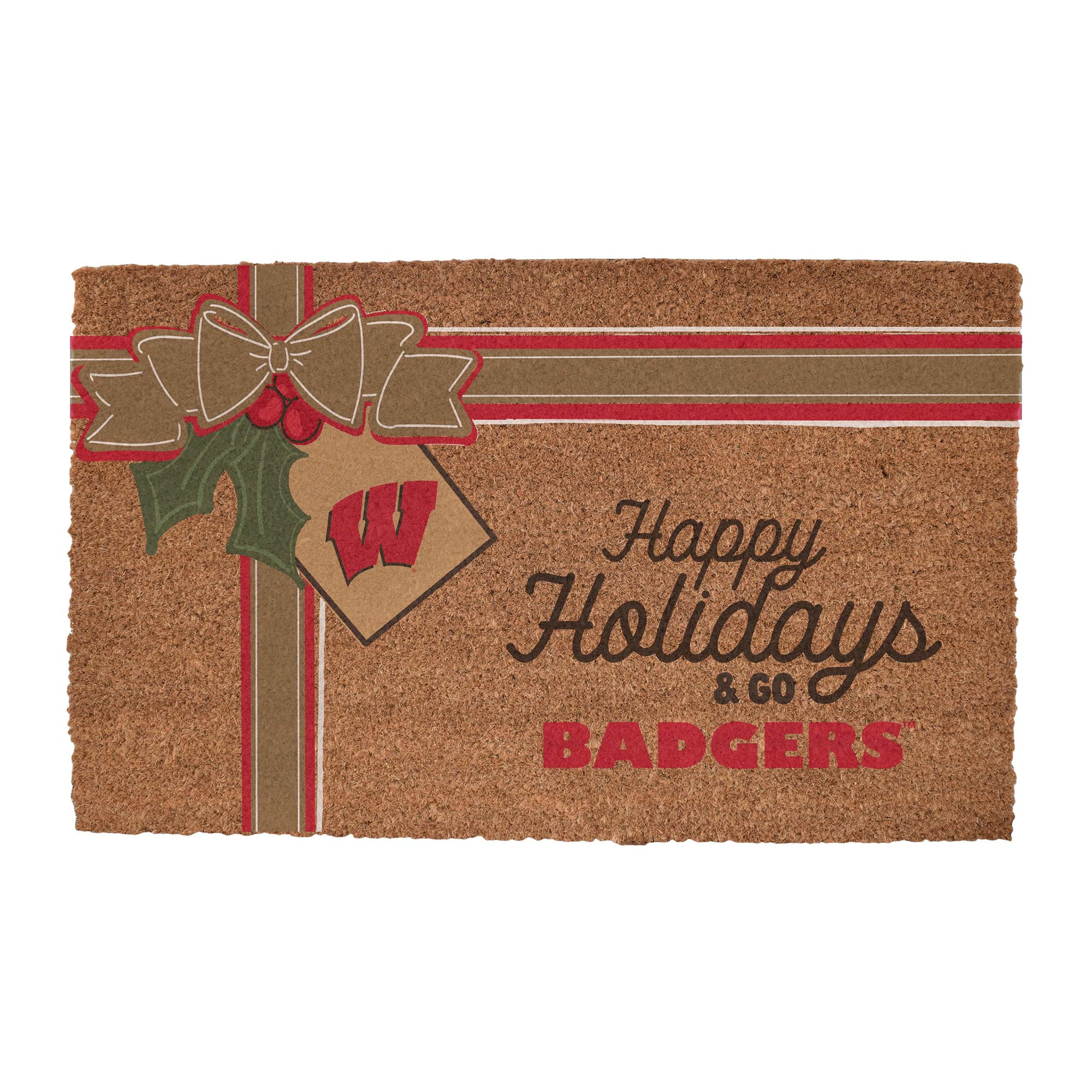 Wisconsin Badgers 20" x 30" Holiday Gift Wrap Coir Door Mat