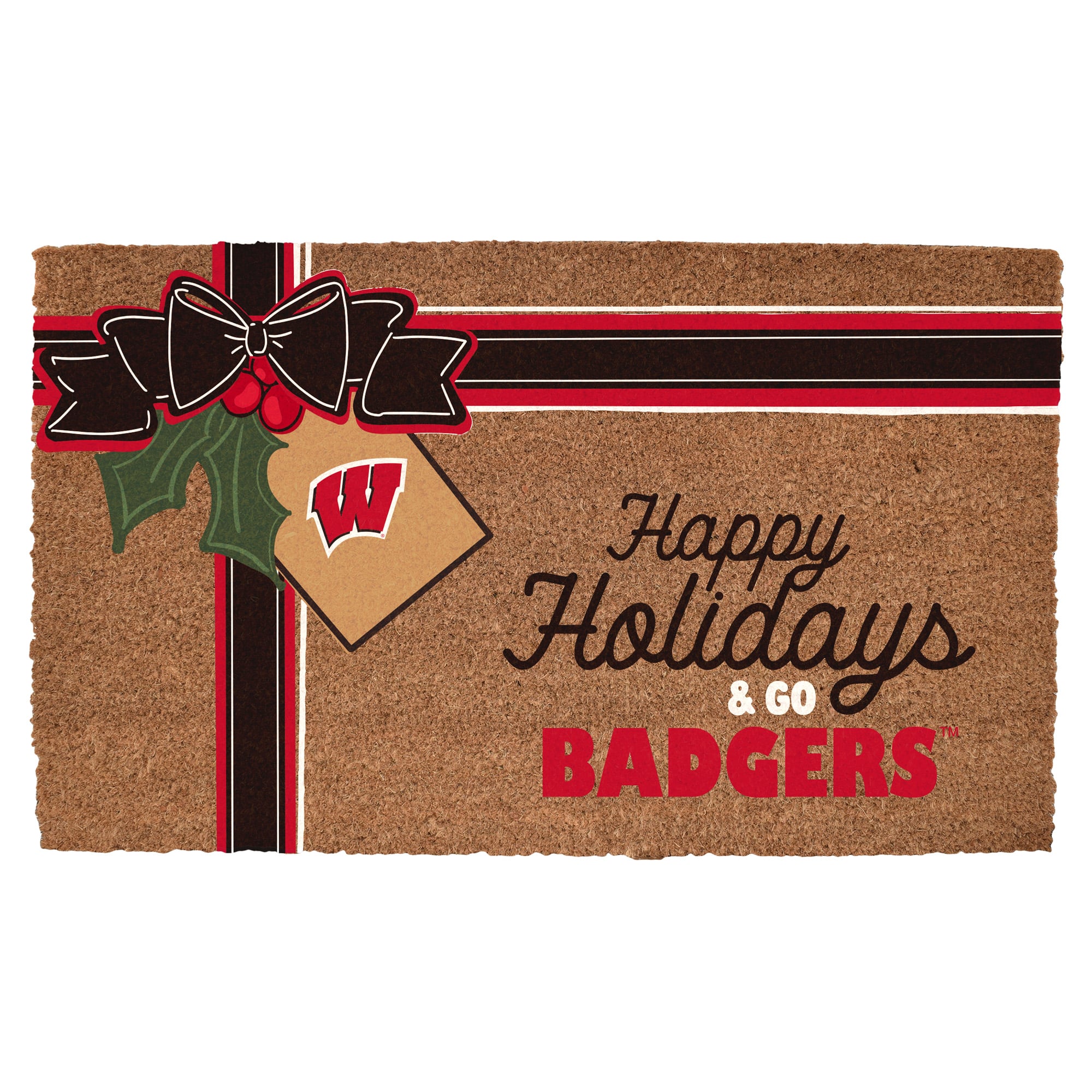 Wisconsin Badgers 20" x 30" Holiday Gift Wrap Coir Door Mat
