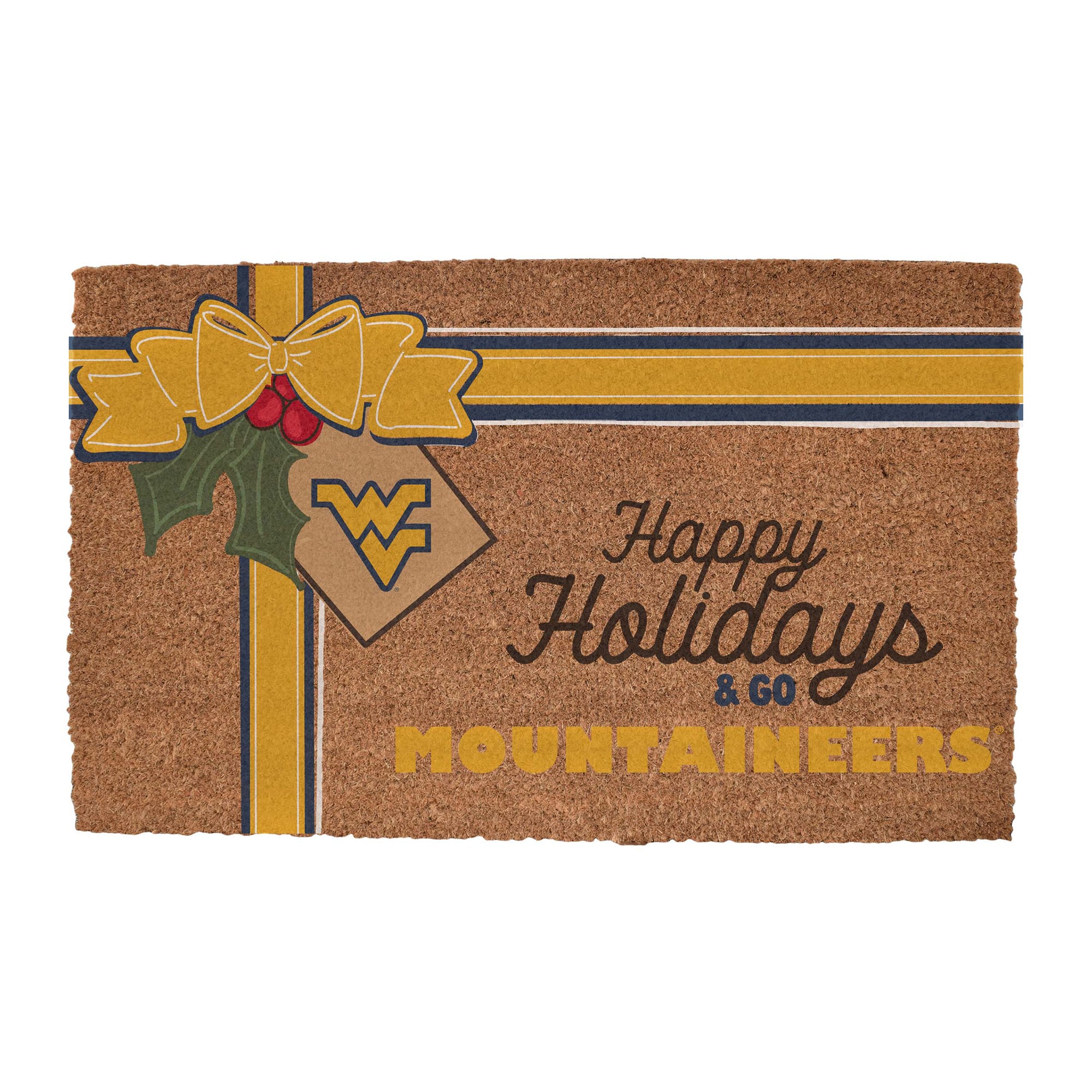 West Virginia Mountaineers 20" x 30" Holiday Gift Wrap Coir Door Mat