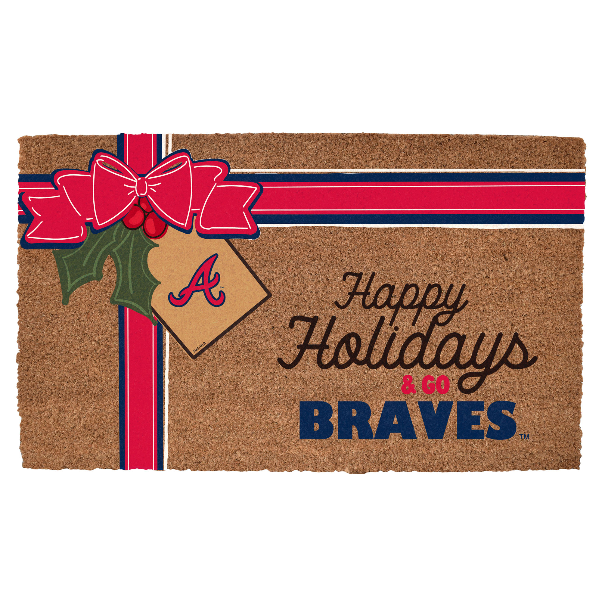 Atlanta Braves 20" x 30" Holiday Gift Wrap Coir Door Mat