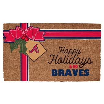 Atlanta Braves 20" x 30" Holiday Gift Wrap Coir Door Mat
