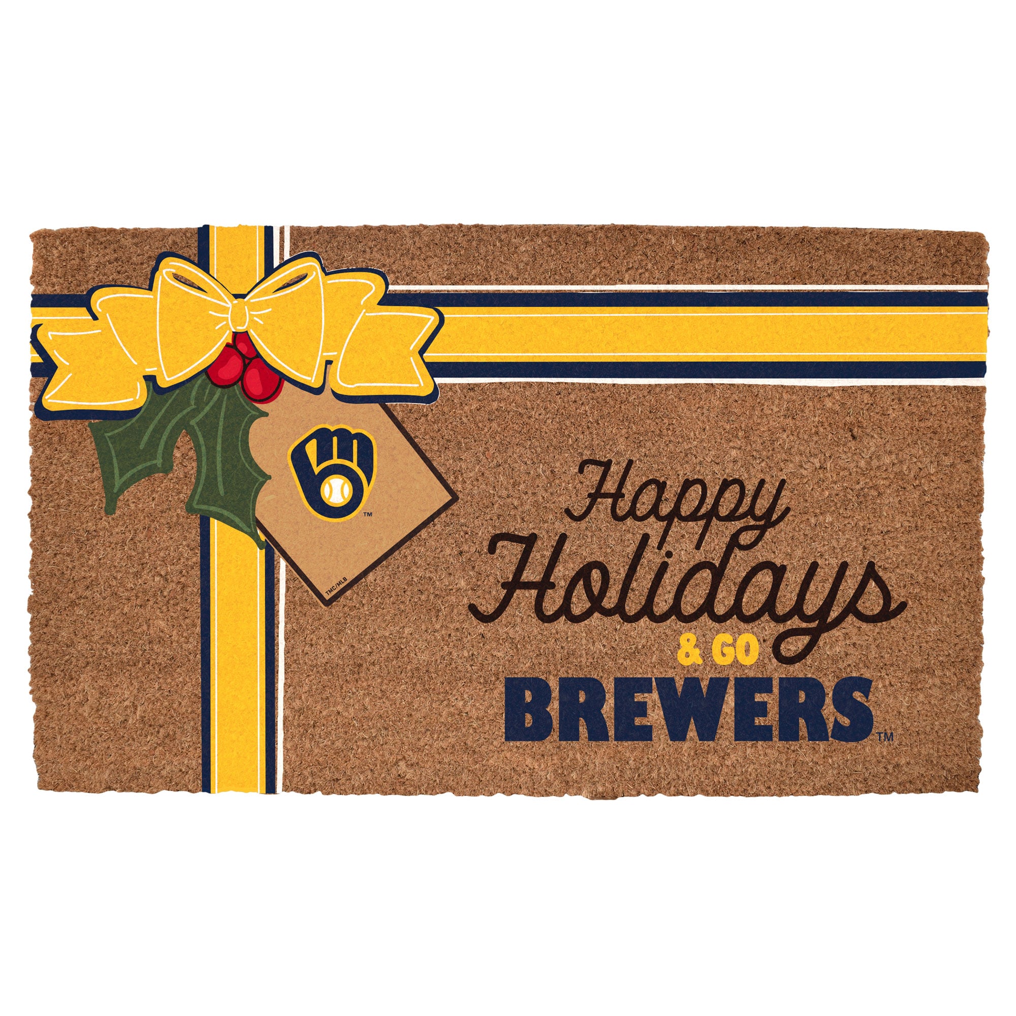 Milwaukee Brewers 20" x 30" Holiday Gift Wrap Coir Door Mat