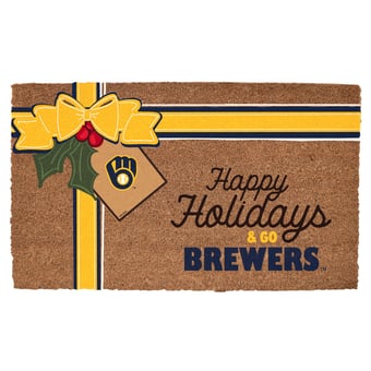 Milwaukee Brewers 20" x 30" Holiday Gift Wrap Coir Door Mat