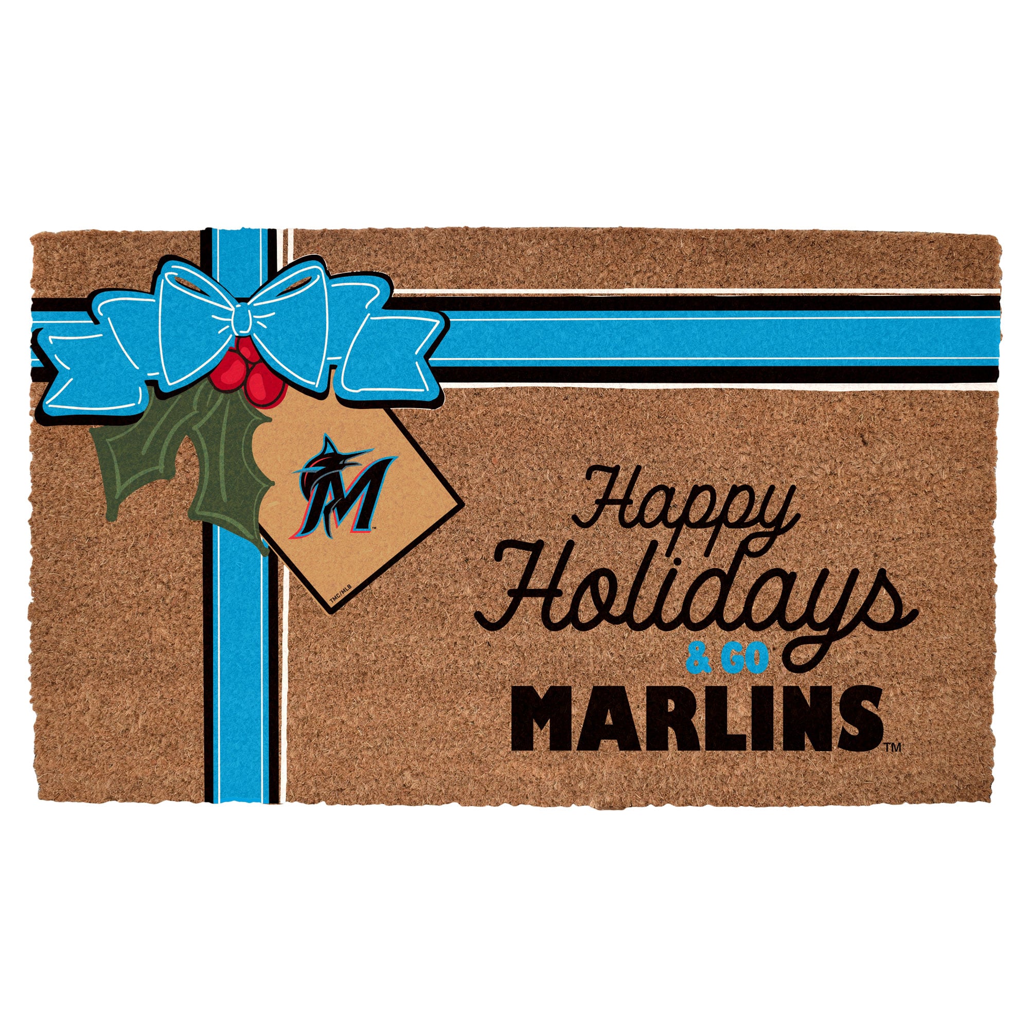 Miami Marlins 20" x 30" Holiday Gift Wrap Coir Door Mat