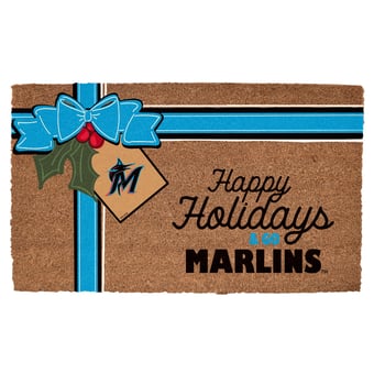 Miami Marlins 20" x 30" Holiday Gift Wrap Coir Door Mat