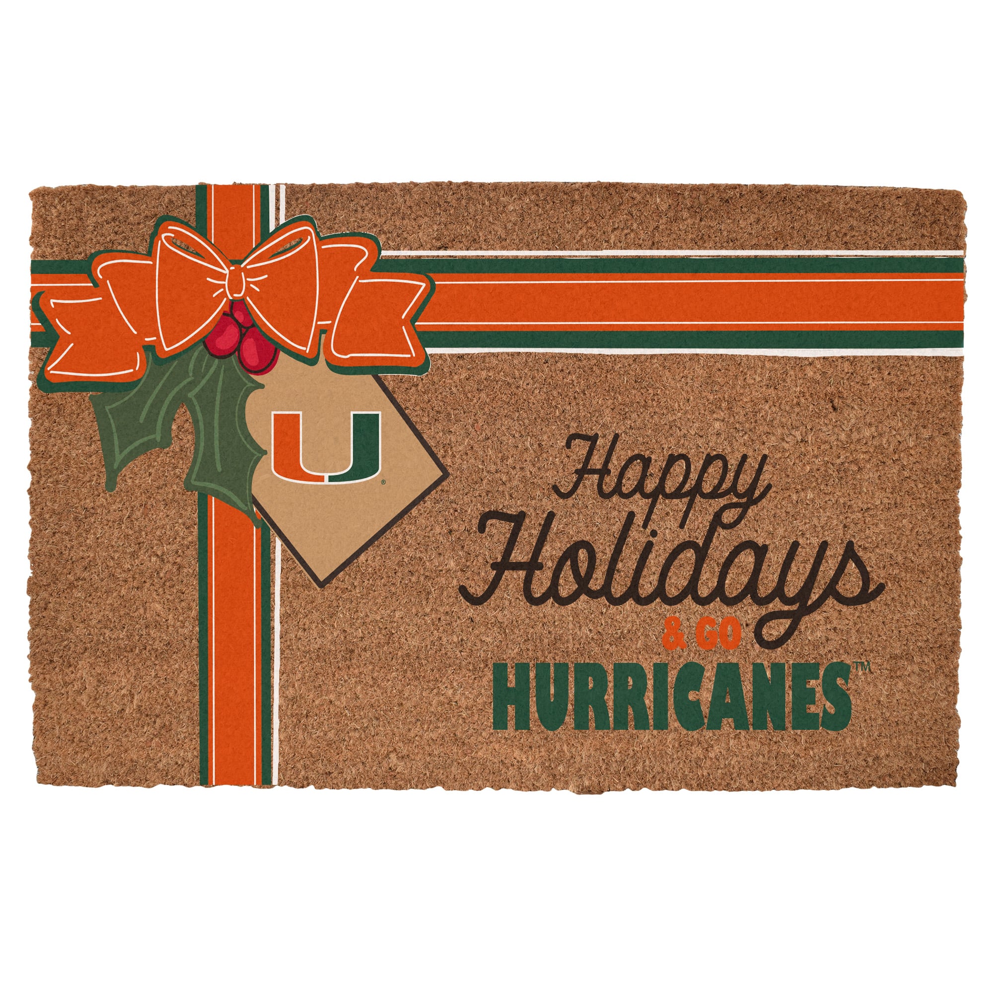 Miami Hurricanes 20" x 30" Holiday Gift Wrap Coir Door Mat