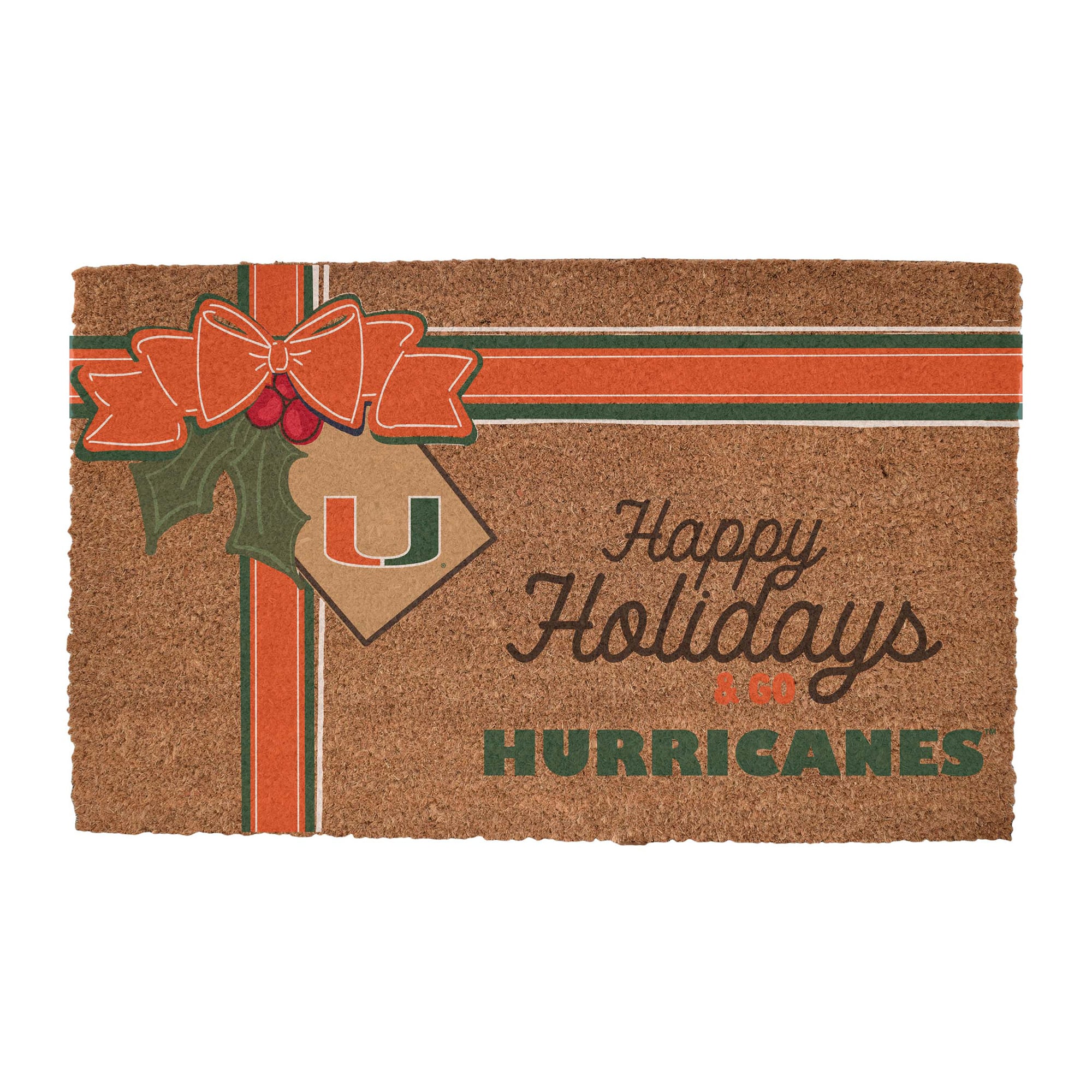 Miami Hurricanes 20" x 30" Holiday Gift Wrap Coir Door Mat