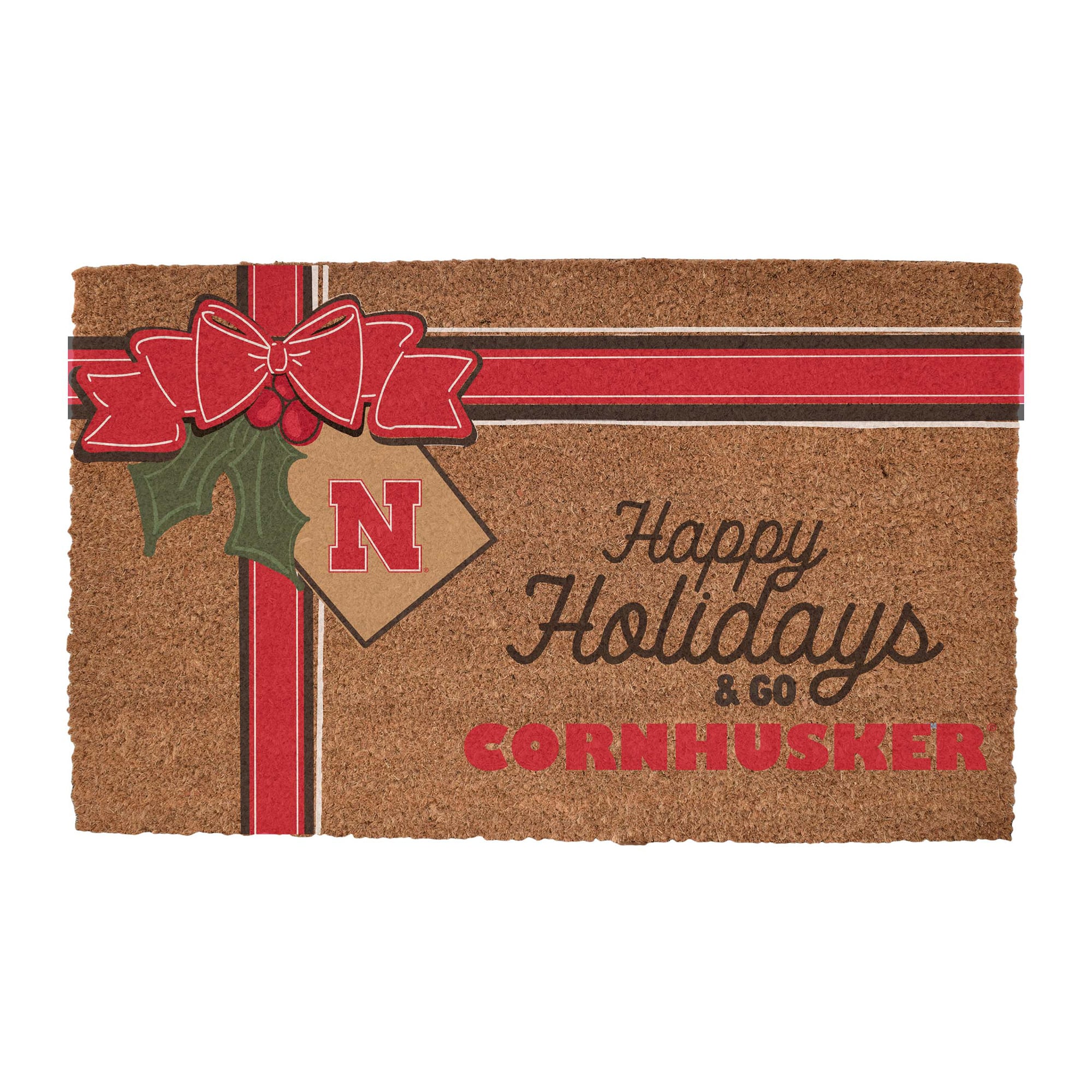 Nebraska Huskers 20" x 30" Holiday Gift Wrap Coir Door Mat
