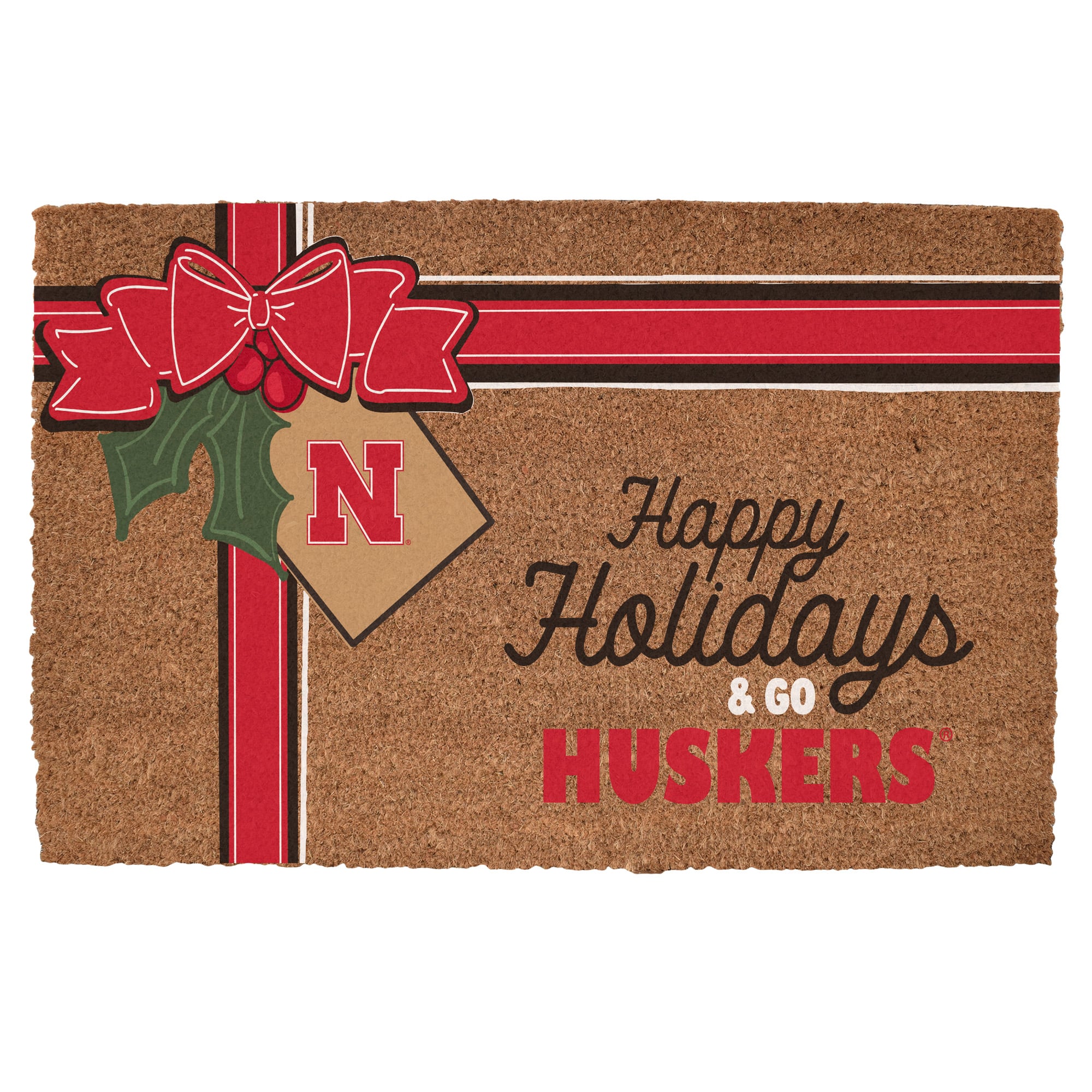 Nebraska Huskers 20" x 30" Holiday Gift Wrap Coir Door Mat